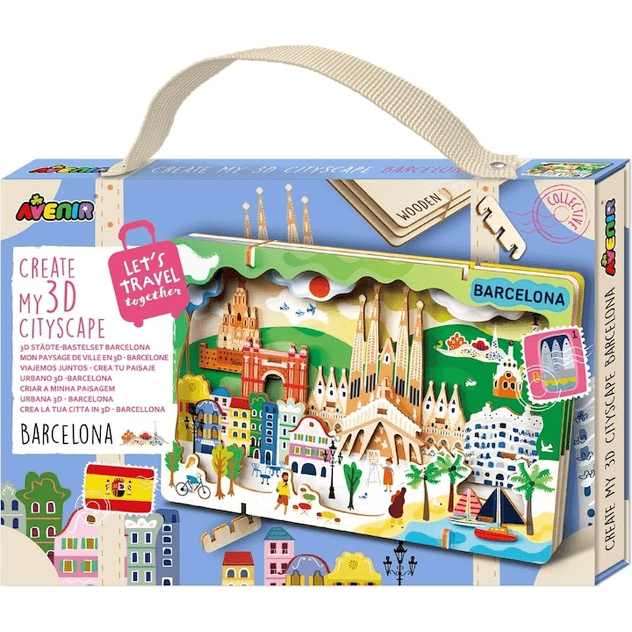 Kit DIY - Créer un paysage urbain 3D en bois - Barcelone