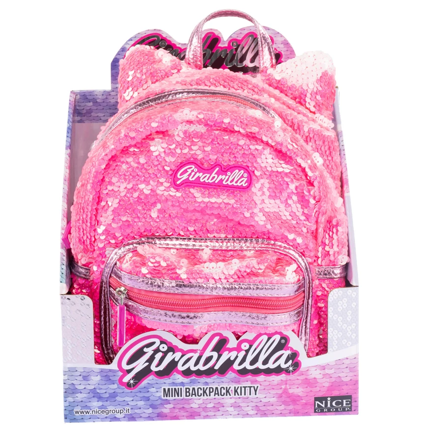Girabrilla Kitty mini backpack with reversible sequins