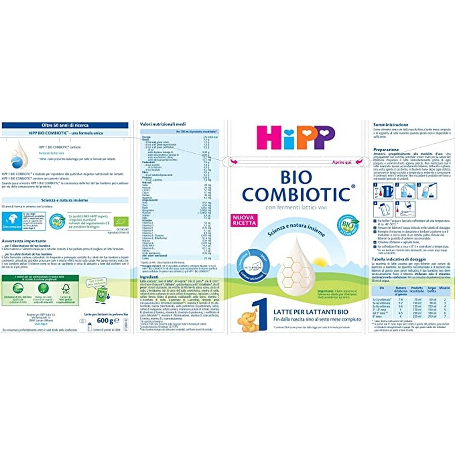 Organic Combiotic Bio starter formula milk powder 1, 0 months, 800 gr, Hipp