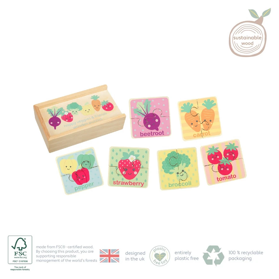 Rompecabezas de madera en caja Verduras, Naranjo Toys