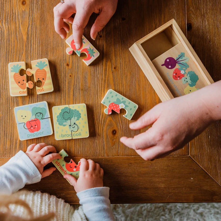 Rompecabezas de madera en caja Verduras, Naranjo Toys