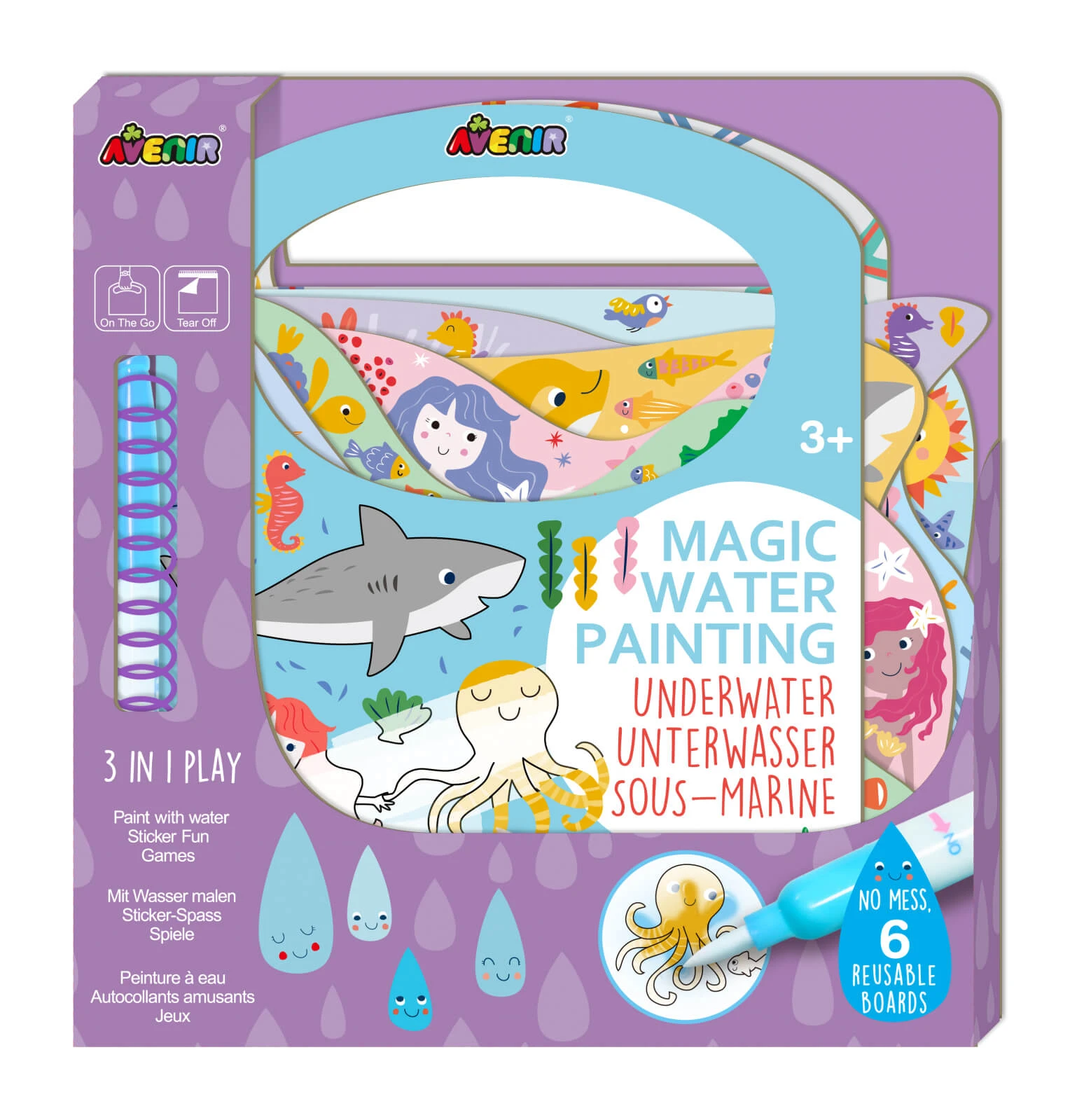 Wassermalbuch, Aufkleber und Spiele, tragbar - Unterwasser