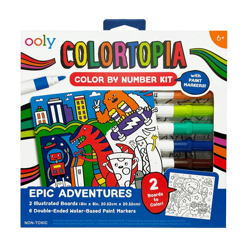 Colortopia kreatives Malen-nach-Zahlen Set mit Markern - Epic Adventures (Set mit 6 Doppelfarben)