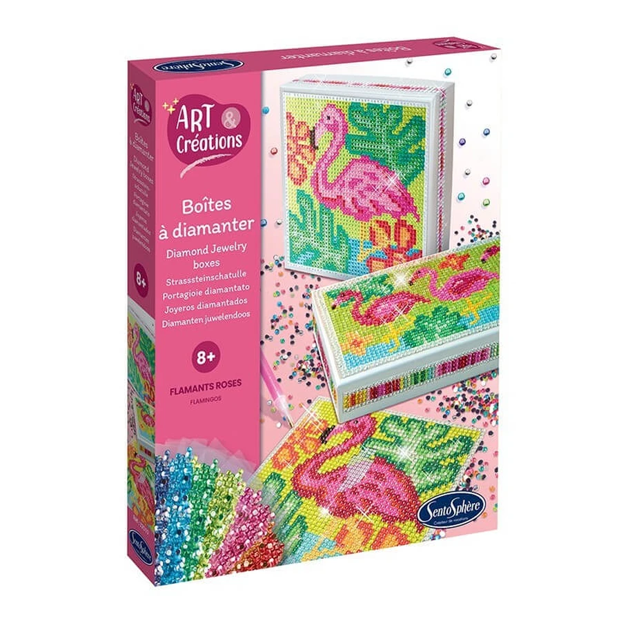 Kit creativ cutii cu diamante / strasuri - Flamingo - Sentosphere