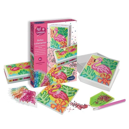 Kit creativ cutii cu diamante / strasuri - Flamingo - Sentosphere