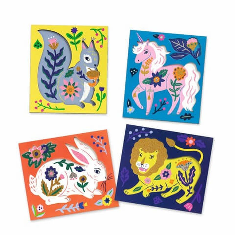 Kreatives Set mit Perlen, Tieren und Blumen