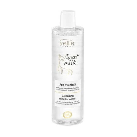 Feuchtigkeitsspendendes mizellares Wasser mit Hyaluronsäure Ziegenmilch, 400 ml, Vellie