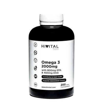 Omega 3, 2000 mg, 200 Kapseln, Hivital