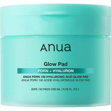 Feuchtigkeitspads mit PDRN und Hyaluronsäure 100 Hyaluronic Acid Glow Pad Face Toner, 60 Stück, Anua