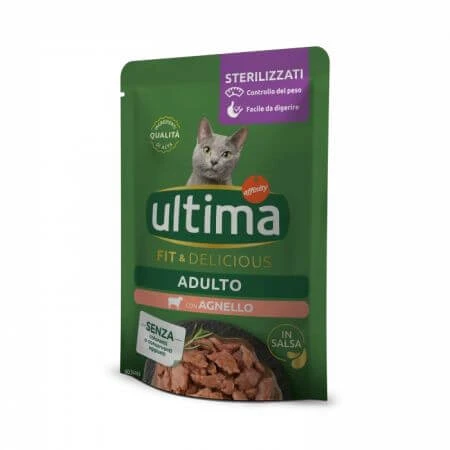 Nassfutter mit Lammfleisch für sterilisierte Katzen, 85 g, Ultima