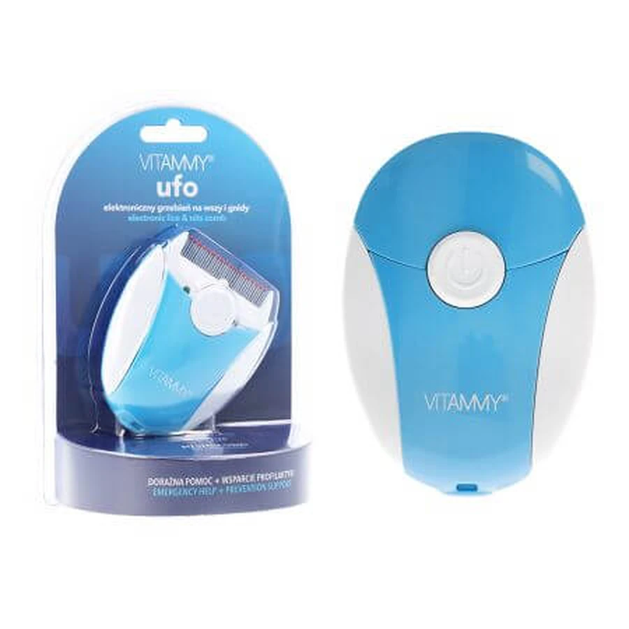 Pieptene electric pentru exterminarea paduchilor cu led albastru, Vitammy
