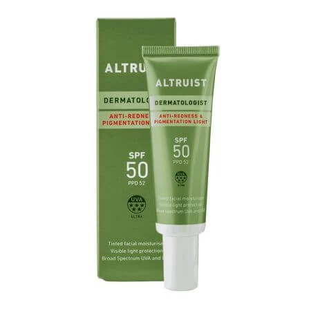 Anti-Rötungen und Anti-Falten-Gesichtscreme mit SPF50 Anti-Rötungen & Pigmentierung Light, 30 ml, Altruist