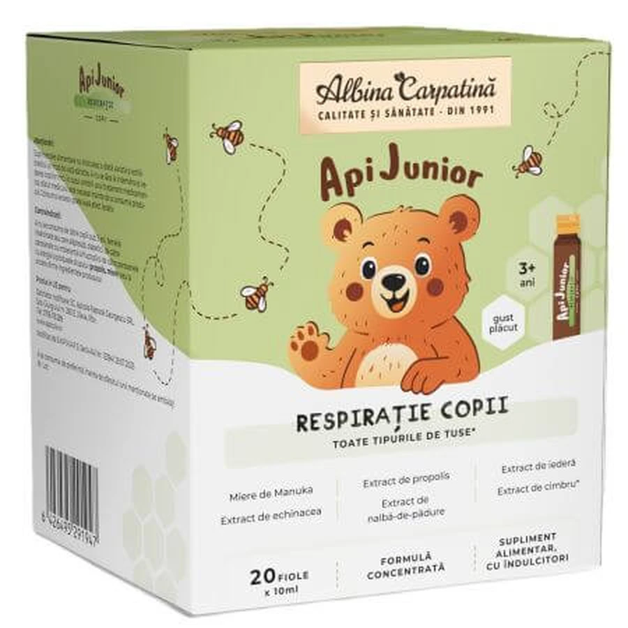 Apijunior Respiratie, 20 phials, Albina Carpatina