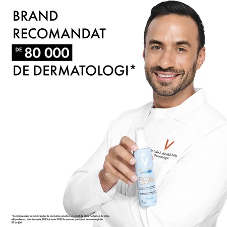 Spray hidratante facial y corporal con protección solar SPF 50 Capital Soleil Soleil UV Aqua, 200 ml, Vichy