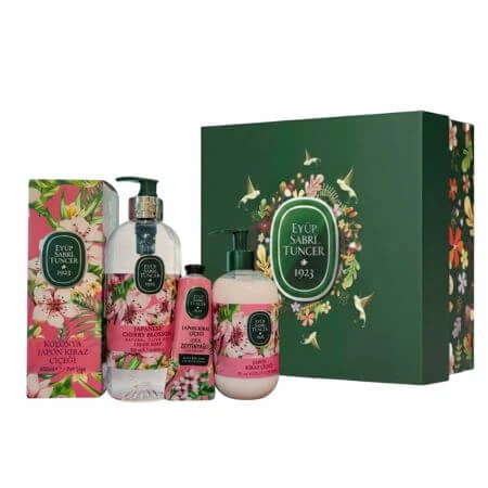 Set Eau de Cologne 400 ml + Flüssigseife 500 ml + Hand- und Körperlotion 280 ml + Handcreme 50 ml Japanische Kirschblüte, Eyup Sabri Tuncer