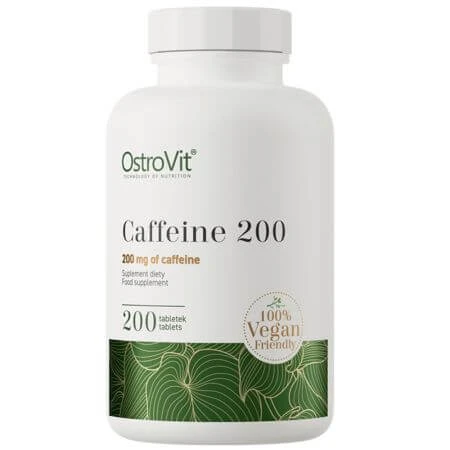 Koffeinergänzung für Energie Koffein, 200 mg, 200 Tabletten, OstroVit