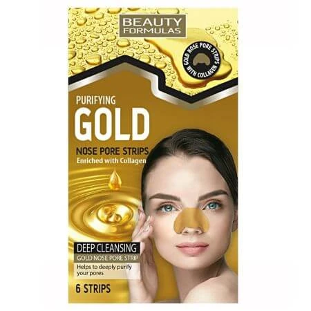 Collagen Nasenporen-Reinigungsstreifen Gold, 6 Stück, Beauty Formulas