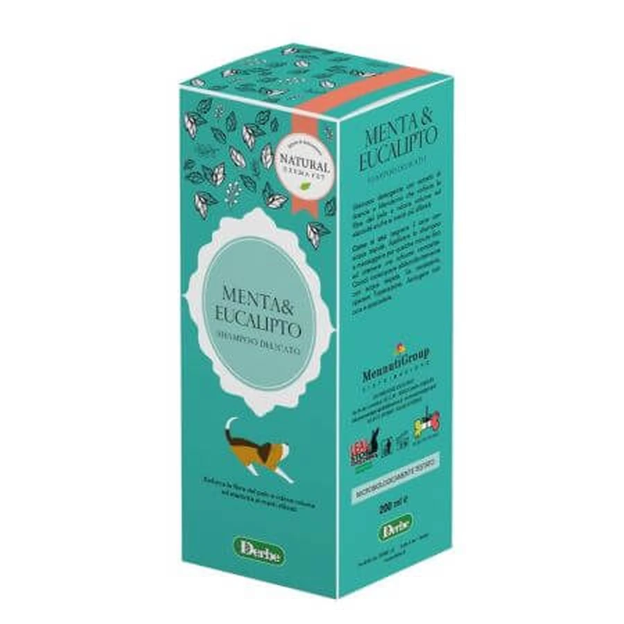 Verkwikkende shampoo met munt en eucalyptus, 200 ml, Natural Derma Pet