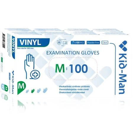 Transparente Vinyl-Einmalhandschuhe, Größe M, 100 Stück, Kid-Man