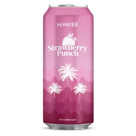 Natürliches Kokosnusswasser mit Kohlensäure und natürlichem Erdbeersaft Strawberry Punch, 320 ml, Hiwater