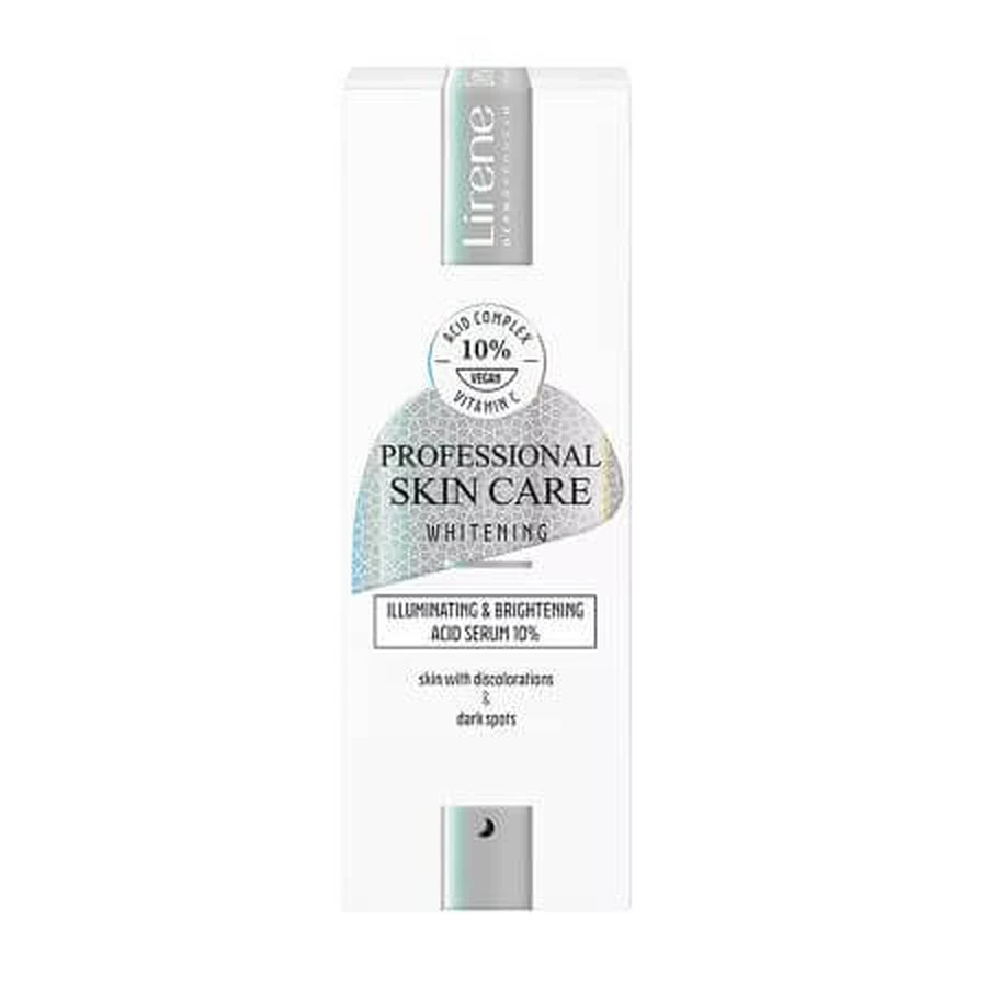 Siero per il viso al 10% di acido con effetto decolorante per l'iperpigmentazione Cura professionale della pelle Sbiancamento, 30 ml, Lirene