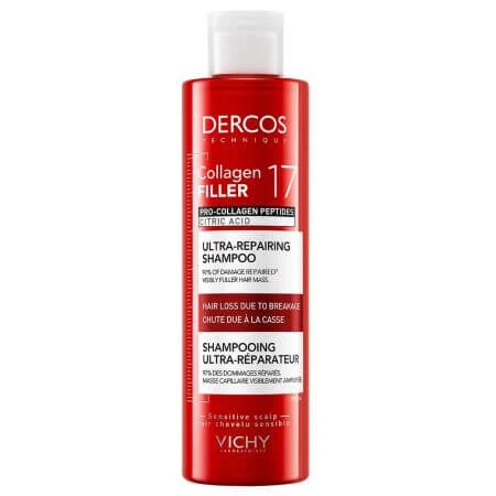 Ultra-reparierendes Shampoo für geschädigtes und brüchiges Haar Dercos Collagen 17 Filler, 200 ml, Vichy
