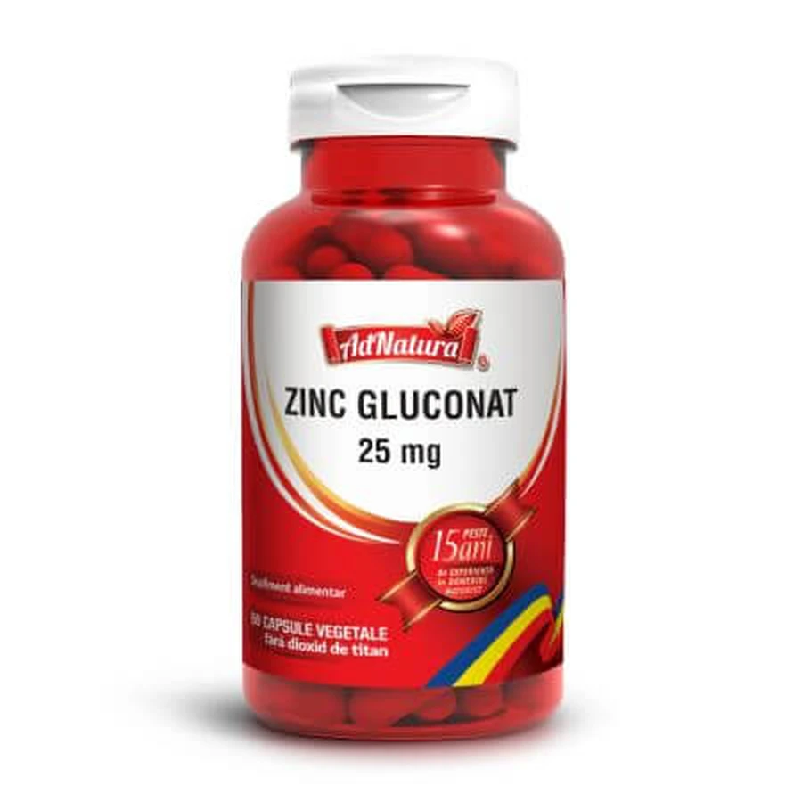 Glukonian cynku, 25 mg, 60 kapsułek, AdNatura: ceny i cechy