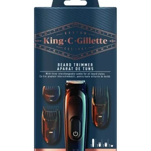 Aparat de ras facial reîncărcabil Gillette King C Beard Trimmer cu 3 capete de înlocuire