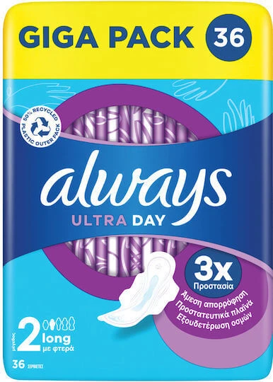 ALWAYS Ultra Day Long Größe 2 Pads mit Flügeln für dauerhaften Schutz 36 Stück