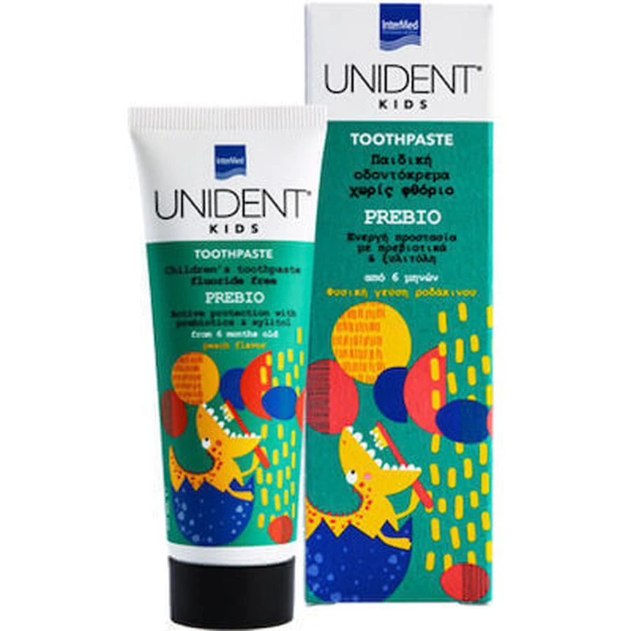 Pastă de dinți pentru copii UNIDENT Prebio, pastă de dinți fără fluorură cu prebiotice pentru îngrijirea primilor dinți ai bebelușilor 50ml