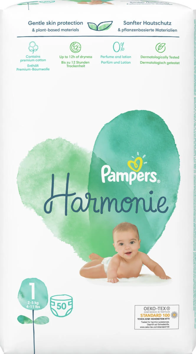 PAMPERS Harmonie No.1 Pampers mit Kleber für 2-5kg 50 Stück