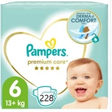 PAMPERS Premium Care Scutece cu adeziv nr.6 pentru 13+kg (6 pachete de 38 bucăți) 228 bucăți