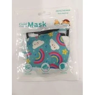 ROYALTY Children's Fabric Mask Light Blue Clouds & Rainbow x1