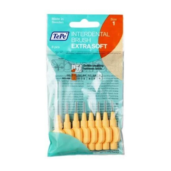 TEPE Extra Soft Intermediate Brushes Very Soft No.1 0,45mm Gelb x8