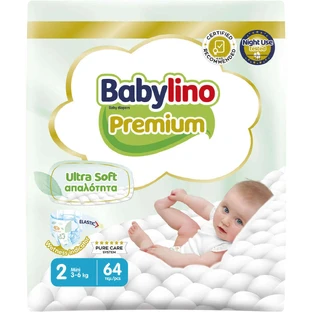 BABYLINO Premium No 2 Pentru 3-6 kg 64 bucăți