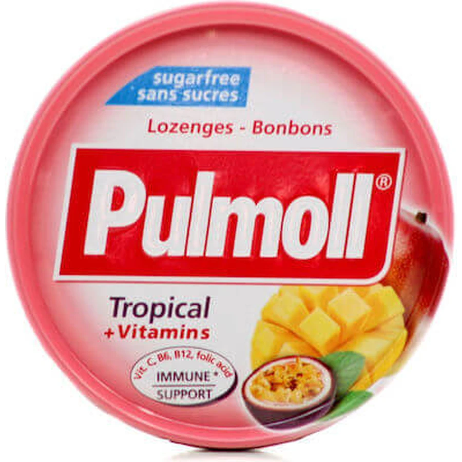 PULMOLL Caramelle al gusto di frutta tropicale e complesso vitaminico 45gr