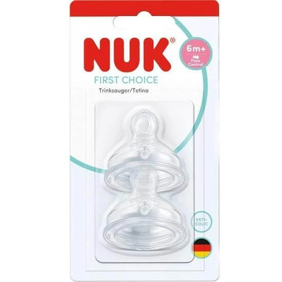 NUK First Choise Silikonsauger für 6+ Monate Flow Control 2 Stück