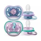 AVENT Ultra Air kieferorthopädischer Silikon-Nachtschnuller mit Grille für 6-18 Monate 2 Stück blau-lila [SCF085/61]