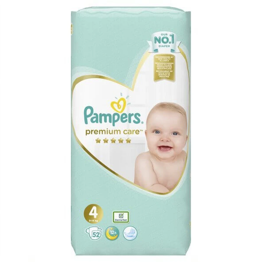 PAMPERS Scutece pentru copii Premium Care No.4 8-14Kgr 52 bucăți Jumbo Pack