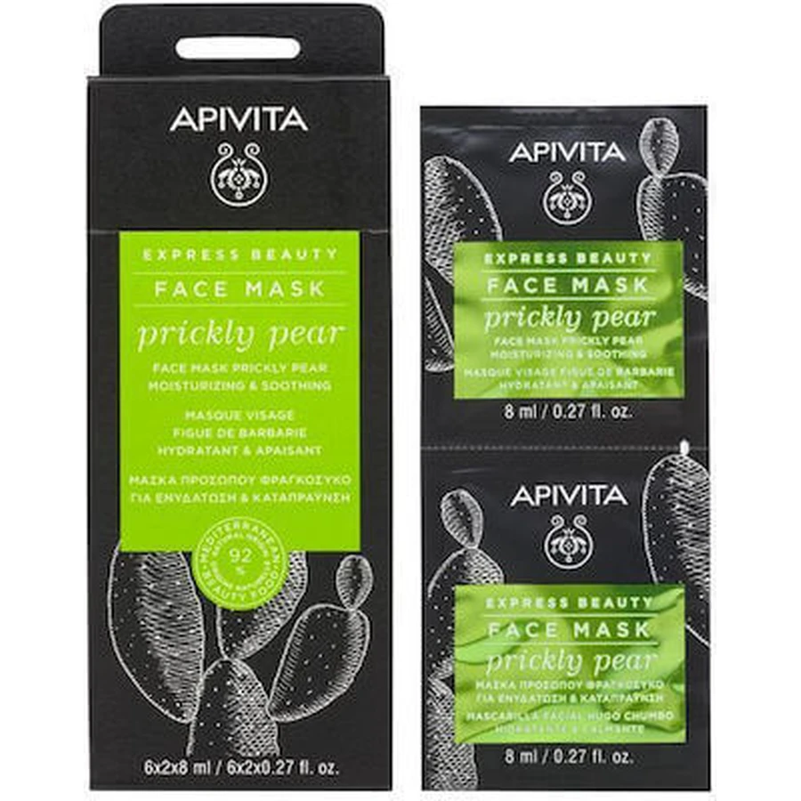 APIVITA Express Beauty Gezichtsmasker met cactusvijg voor hydratatie en verzachting 2x8ml