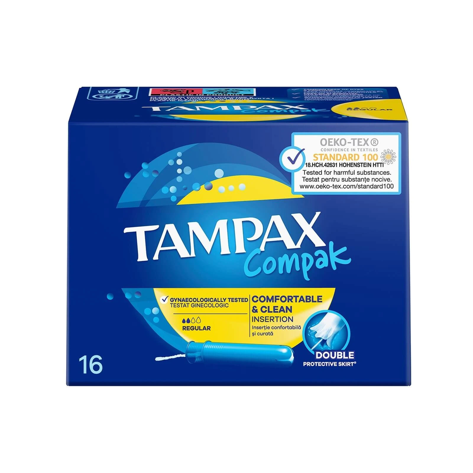 TAMPAX Compak Regular Tampons mit Applikator für regelmäßigen Durchfluss 16 Stück