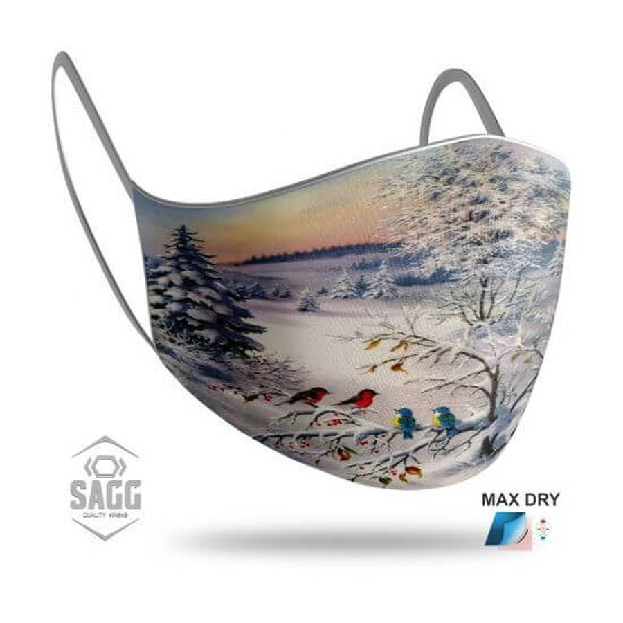 SAGG Maschera unisex in tessuto Natale Uccelli Invernali