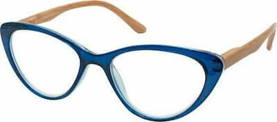 EYELEAD Presbyopie - Lesebrille Rot Blau Schmetterling mit Holzarm E205 +2.00