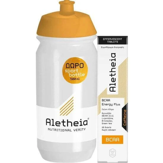 ALETHEIA BCAA BCAA Energy Plus mit Koffein 18 Brausetabletten & Geschenk Sportflasche 500ml
