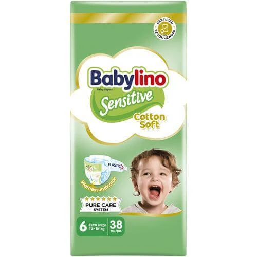 BABYLINO Sensitive Cotton Soft Baby Windel No6 13-18 Kg Value Pack 38 Stück