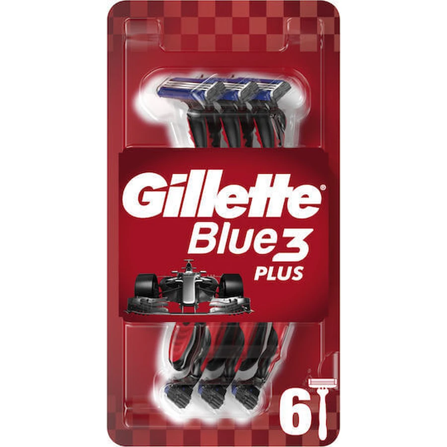 GILLETTE Blue3 Plus Red Rasoi usa e getta da uomo con 3 lame 6 pezzi