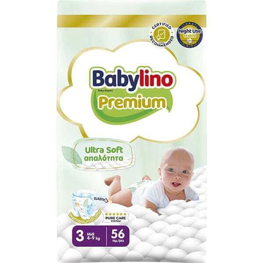 BABYLINO Premium No 3 Pentru 4-9 kg 56 Bucăți