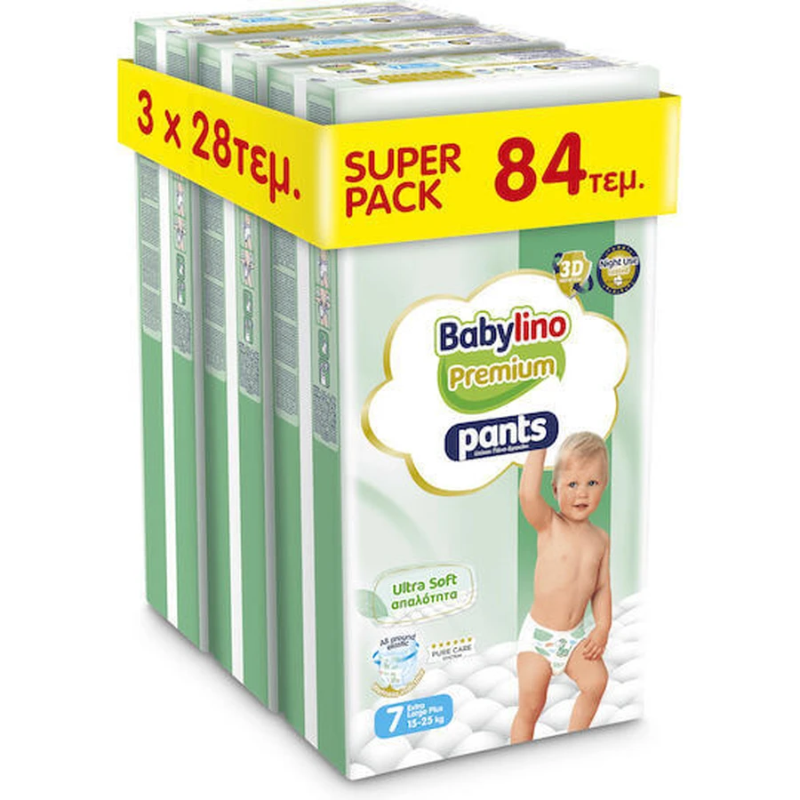 BABYLINO Premium Pants Ultra Soft Scutece Pull-on Softness No7 Super Pack [15-25kg] 84 Scutece (3 x 28 Bucăți)