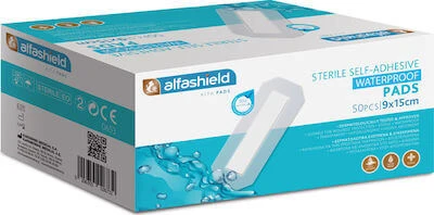 ALFASHIELD Selbstklebepads Wasserdicht Sterile Selbstklebepads 9cmx15cm 50 Stück