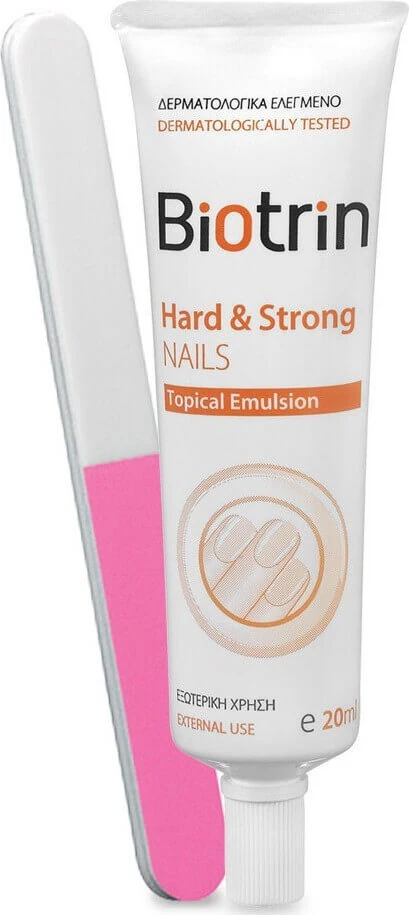 BIOTRIN Hard & Strong Nails Topical Emulsion Feuchtigkeitsspendende, pflegende und schützende Emulsion zur täglichen Pflege für brüchige Nägel 20ml